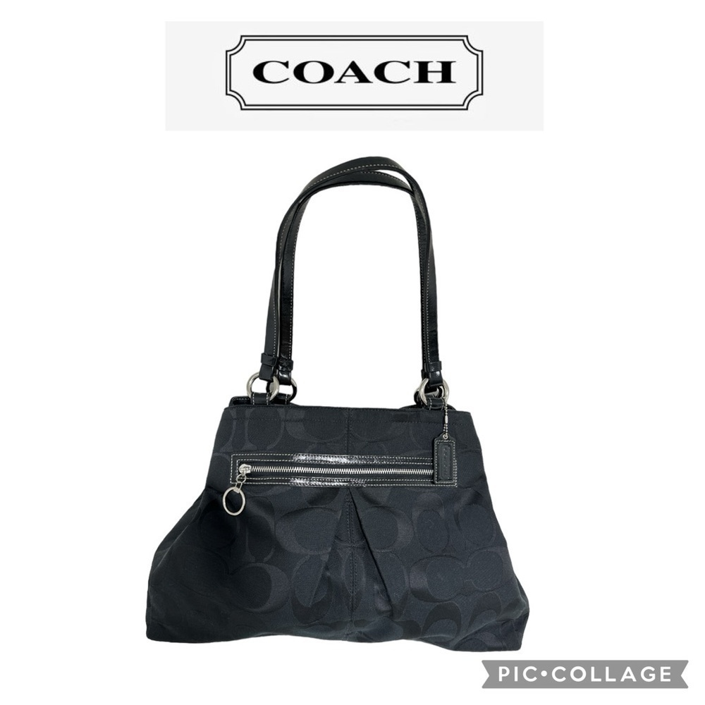 COACH Signature Gabby Black Canvas Monogram Tote shoulder bag large